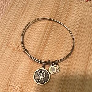 Alex and Ani R Gold Charm Bangle Bracelet